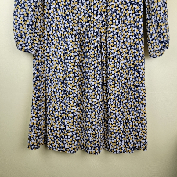 BODEN Aurelia Circles Yellow Navy Blue 1/2 Sleeve Viscose Tunic Dress size 6L - Picture 7 of 12